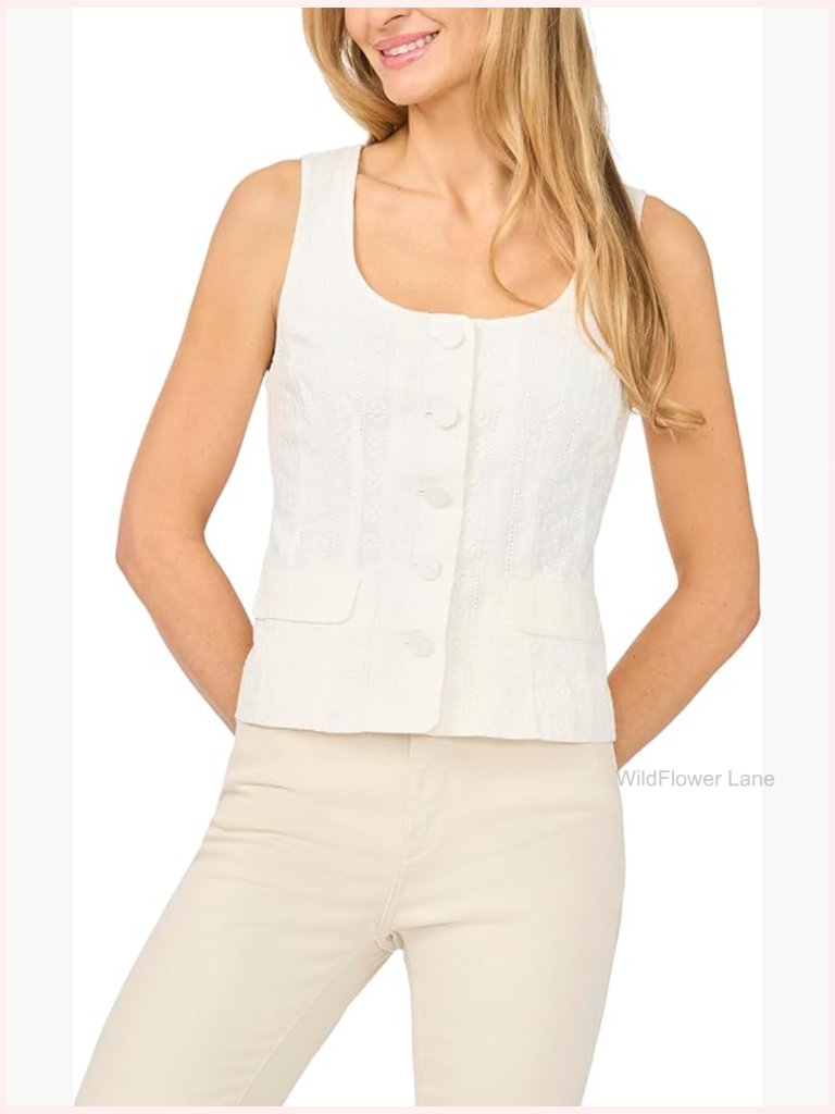 Scoop Neck Sleeveless Button Down Vest Top - Layering Essential